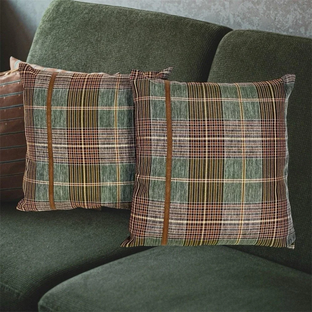 Set of 2 Croscill Plaid Throw‎ Pillow Covers 14x14 Handmade Rustic Cabin Decor